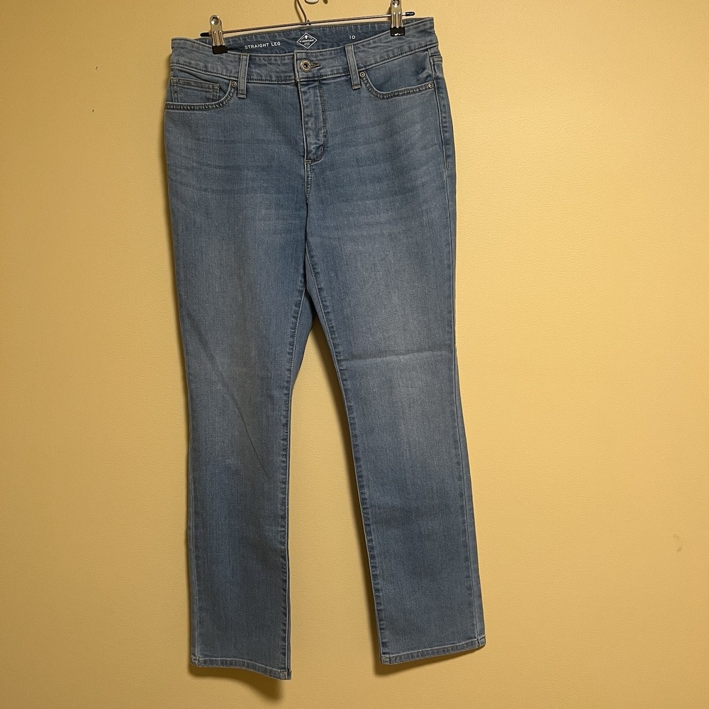 St John's Bay Straight Leg Jeans Women's Size 10 Light Blue Denim Pockets